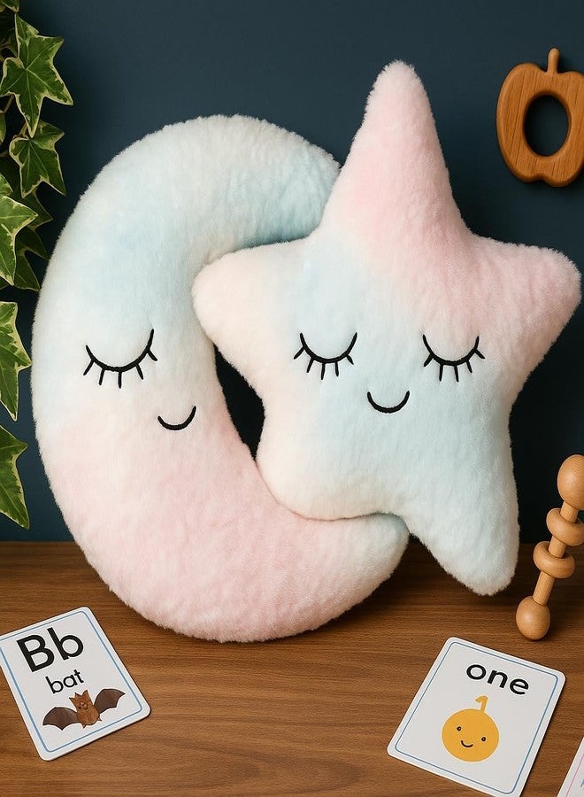 HAPPY BRO Multicolor Moon Shaped Pillow Soft Plush Cushion for Kids, Baby Nursery, Bedroom & Gift - Image 5